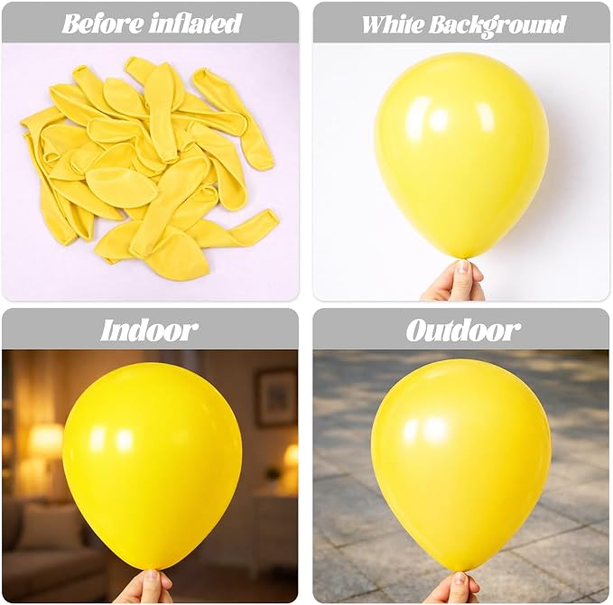 Voircoloria 105pcs Yellow Balloons 12inch Party Latex Balloons for Boys Girls Birthday Baby Shower Gender Reveal Wedding Sunflower Party Decorations