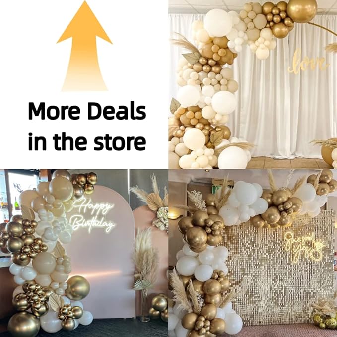 Bezente White Gold Balloons Arch Garland Kit, 100Pcs White Gold Metallic Chrome and Gold Confetti Balloons Arch for Wedding, Birthday, Engagement, Bridal Shower Special Events Party Decoration