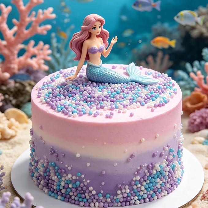 Homipooty Mermaid Nonpareils Sprinkles Edible Mini Pearl Sugar Sprinkles 110g/3.88oz 2mm Mini Pearl Baking Cakes Cupcake Topper and Cake Decorations