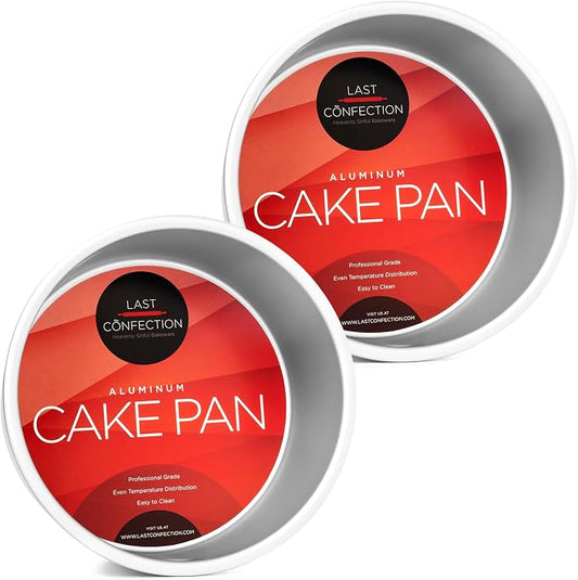 LAST CONFECTION 7 x 4 Inch Round Cake Pans, Set of 2 Anodized Aluminum Cake Pans Baking Tins
