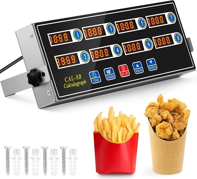Relaxweex 1 Pack Digital Kitchen Timer, Commercial Cooking Timer with Loud Alarm, Large LCD Display, for Restaurants, Baking, Labs, Multiple Independent Countdown Timers (8 Channel)