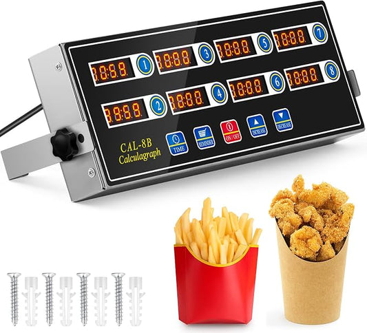 Relaxweex 1 Pack Digital Kitchen Timer, Commercial Cooking Timer with Loud Alarm, Large LCD Display, for Restaurants, Baking, Labs, Multiple Independent Countdown Timers (8 Channel)