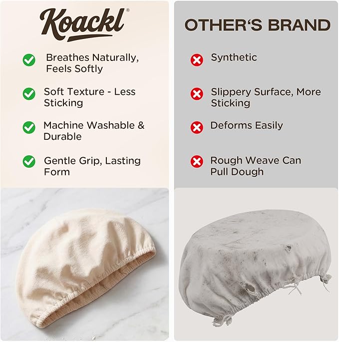 Koackl Bread Proofing Basket Cloth Liners, 3 PACK 10 inch Round Bread Proofing Cover, Reusable Sourdough Bread Baking Supplies-Proofing Linen Cloth for Fermented