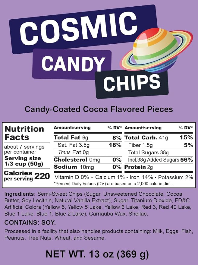 Cosmic Brownie Sprinkles, Rainbow Chips for Cosmic Brownies, Rainbow Candy Coated Chocolate Chips, 13 Ounce Resealable Bag