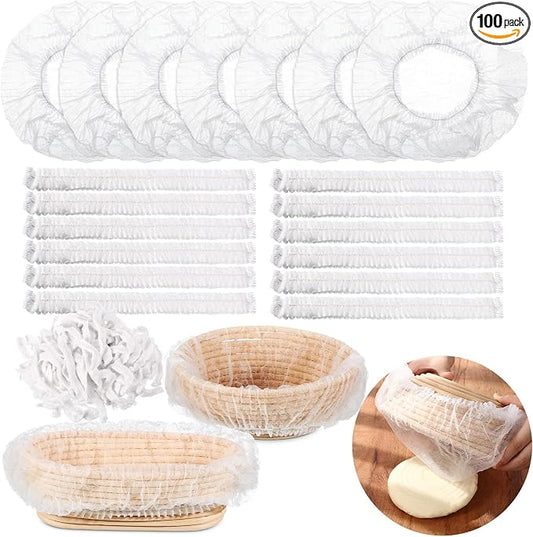 Fanfanwin 100 Pcs Banneton Liner Bread Proofing Basket Covers Non Woven Liner Non Stick Dough Bowl Covers for Bread Proofing Disposable for Rising Sourdough Supplies