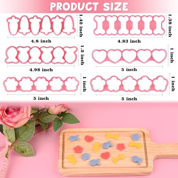 HUAKENER Mini Cookie Cutters - Goldfish, Dog Bone, Paw, Heart, Flower, Carrot, Cute Cookie Cutter Set for Mini Cookies, Pet Snacks, Fondant, BPA Free (Set of 6)