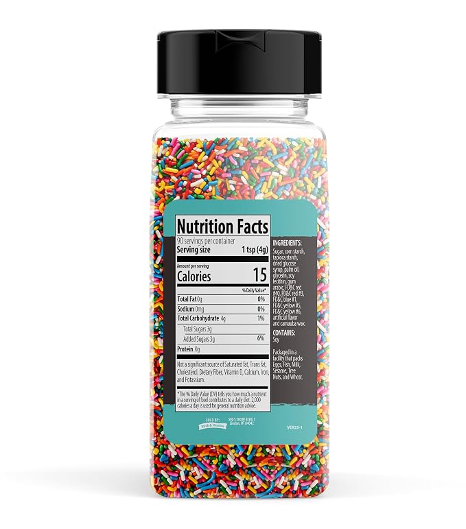 Birch & Meadow Rainbow Sprinkles, 12.8 oz, Fun & Decorative Topping
