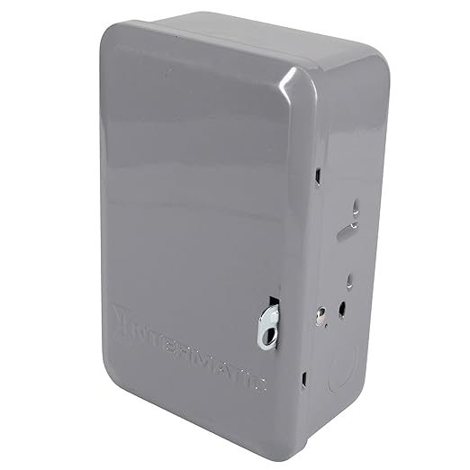 Intermatic T101 24-Hour Mechanical Timer Switch - 120V SPST, Indoor Metal Enclosure, Heavy Duty, Manual Override, 40 Amp - Ideal for Lights, Pumps, Fans, and HVAC Systems