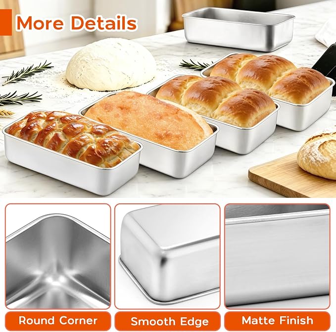 Onader 9x5 Inch Loaf Pan, 30 Pack Stainless Steel Bread Loaf Pan, Metal Meat Bread Baking Pan, Non Toxic, Oven & Dishwasher Safe