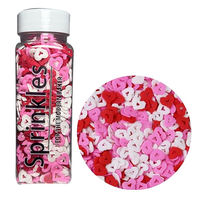 Hearts Sprinkles for Cupcake Decorating Valentines Day 4 oz Sprinkles for Cookie Decorating with Fancy Pink Sprinkles and Red Heart Sprinkles Edible Cake Decorations (Hearts)
