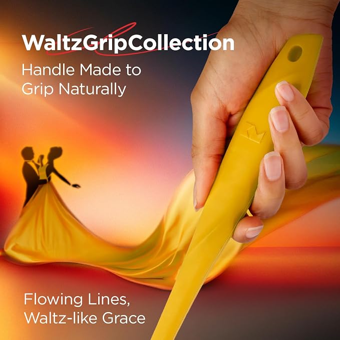 Kitchen Mama WaltzGrip Platinum Silicone Scraping Spatula, Yellow | Heat Resistant, Seamless, Non Stick, Flexible Bowl Scraper, For Mixing, Baking, Stirring