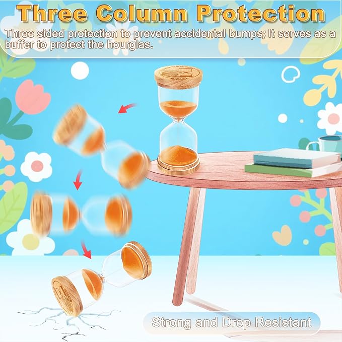 CNCJ 60 Minute Wooden Sand Timer, Hourglass Orange Small Sand Clock Reloj De Arena for Desk Decor Kitchen Classroom Office Study Home Decoration