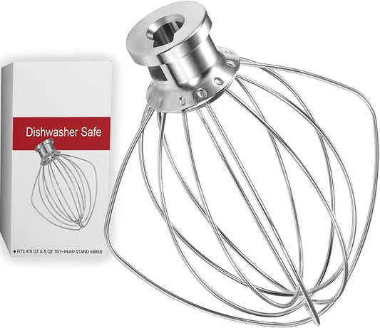 K45WW 6 Wire Whip for 4.5 5 QT KitchenAid Tilt-Head Stand Mixer，Whisk Attachment Fits Kitchen Aid, Compatible with Kitchen Aid Accessories K45,K45SS,KSM90,KSM110,KSM150 (Dishwasher Safe)