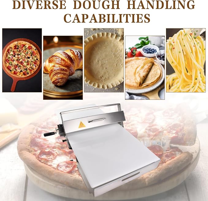 40.9''x15.5" Manual Dough Sheeter with Stainless Steel Roller Foldable Design, Adjustable Thickness Dough Roller Machine for Croissants, Pizza, Pastry, Pie Crust and Baking