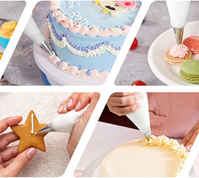 8-Piece Cake Decorating Kit with Rotating Cake Turntable, 3 Frosting Spatulas & 4 Icing Smoothers, Cake Decorating Supplies for Beginners, Home Bakers & Professionals