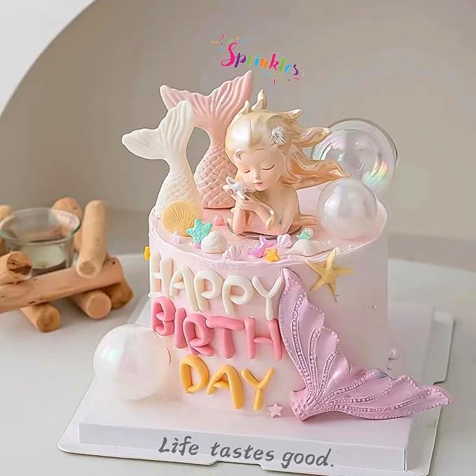 SE Si&Moos Edible Mermaid and Shell Sprinkles Mermaid Cupcake Toppers Beach Cake Decoration Shower Party Birthday Holiday Supplies 3.5 OZ with Tweezers