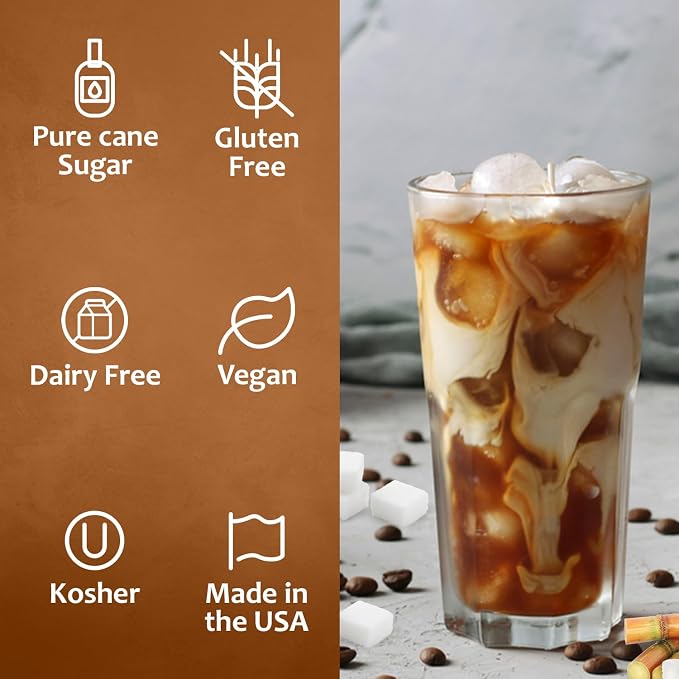 Syruvia Coffee Syrup, Cane Sugar Sweetener Flavored Syrup for Drinks, Lattes, and Desserts – 25.4 fl oz - with Pump