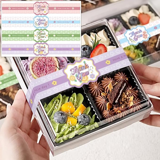 9.8 Inch Long Thank You Stickers 120 Pcs Huge Have A Nice Day Self-Adhesive Sealing Baking Labels Handmade Food Tamper-Proof Bakery Sticker for Baked Goods Packaging (Thank You)