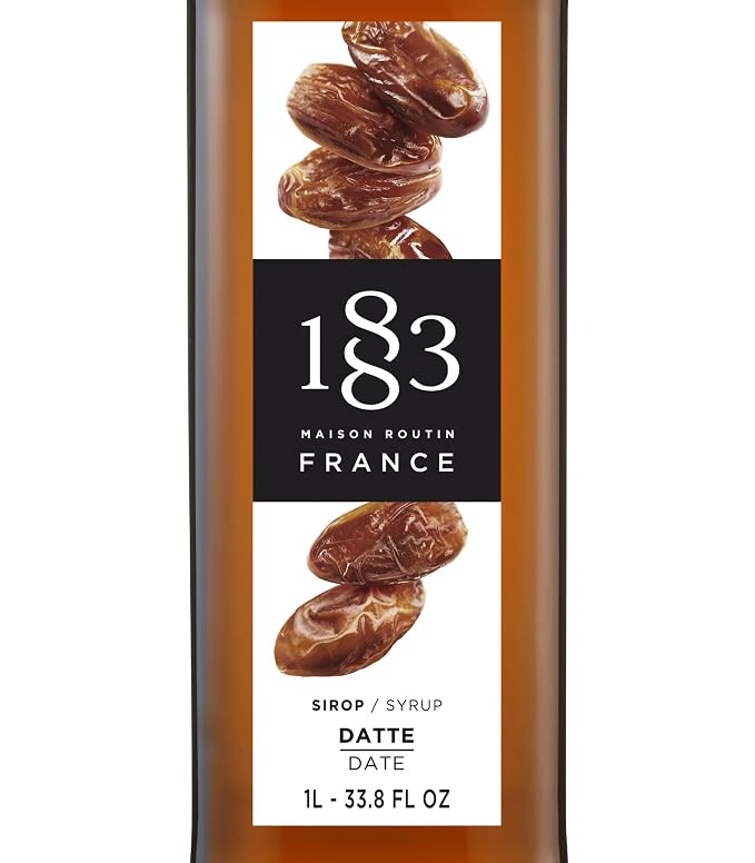 1883 Date Syrup 1L Plastic Bottle – Premium Natural Date Syrup, Vegan Sweetener, Rich Caramel Flavor, Coffee & Dessert Syrup, No Artificial Additives, Gourmet French Syrup