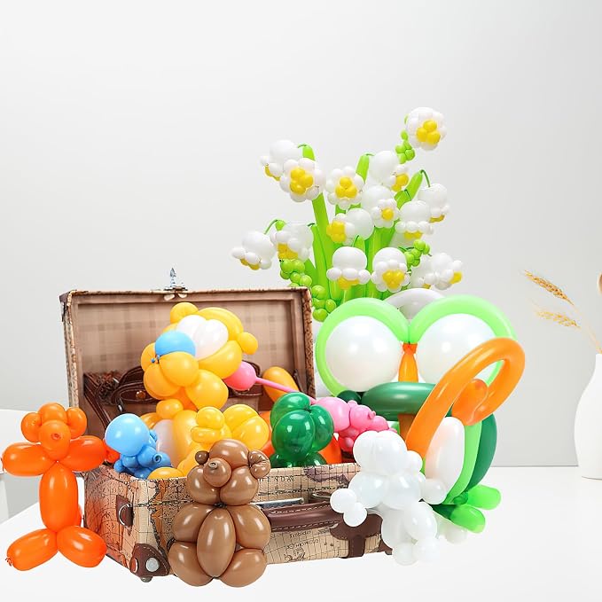 260 Matt Mixed Color Balloons, Ideal for Balloon Arch & Animals Kit, 50 Long Balloons per pack