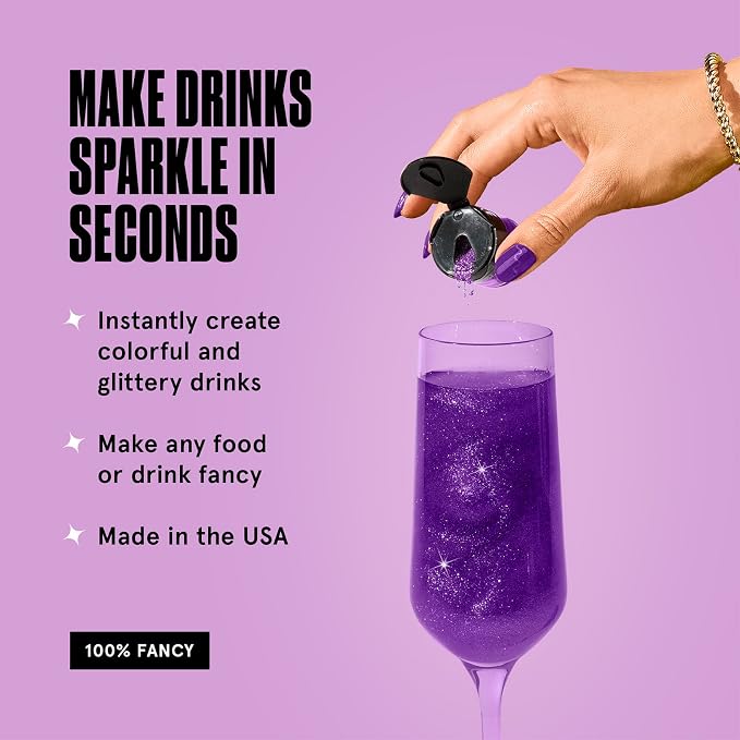 Fancy Sprinkles Amethyst Purple Edible Glitter | Luster Dust for Drinks, Cocktails & Cake Decorating | Vegan, Gluten Free, Non-GMO | Made in USA | 4gm