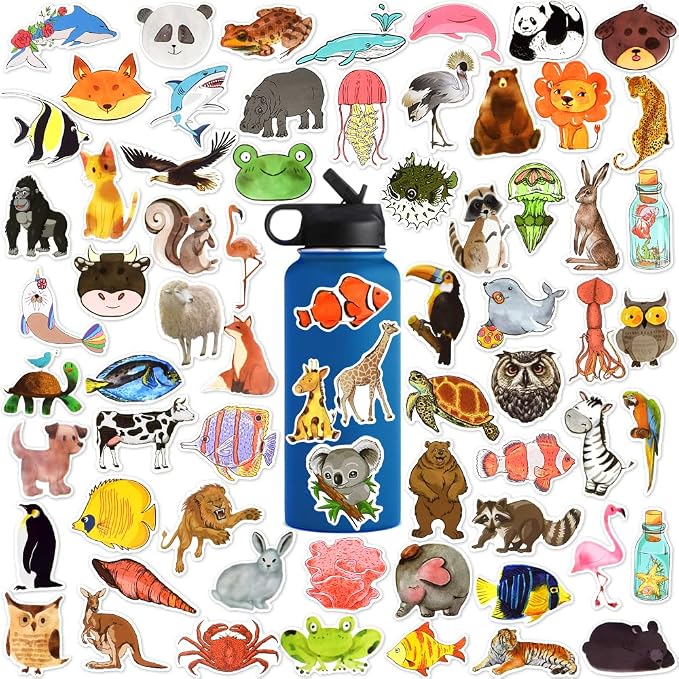 150 Pcs Animal Stickers for Scrapbooking, Waterproof Vinyl Wildlife Stickers Laptops Water Bottles Journals, Cute Sea Jungle Zoo Decals Kids Teens Adults Animal Lovers