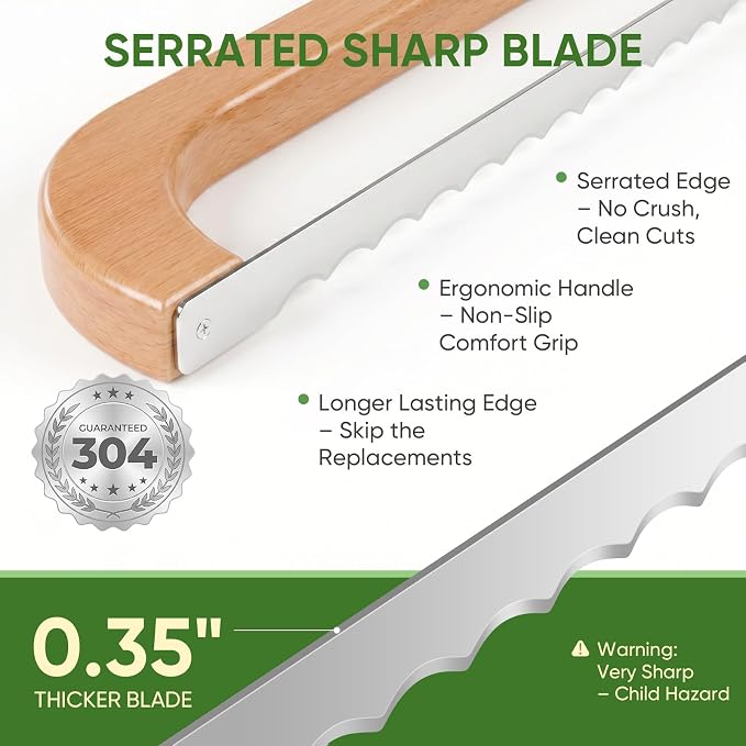 Upgraded Bread Knife and Board Set-Adjustable Thickness Bread Slicer for Homemade & Sourdough with Scale Line Serrated Stainless Steel Blade, Magnetic Storage Perfect for Artisan Bakers
