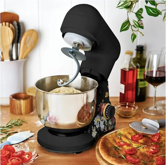 3.5 Qt Stand Mixer, with Flat Beater, Dough Hook, Whisk (Wildflower Black)