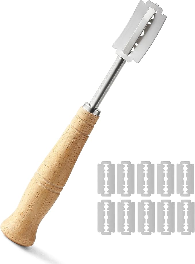 Lccowot Bread Lame, Stainless Steel Bread Lame Dough Scoring Tool, Premium Sourdough Scoring Tool, Bread Scorer with 10 Razor Blades