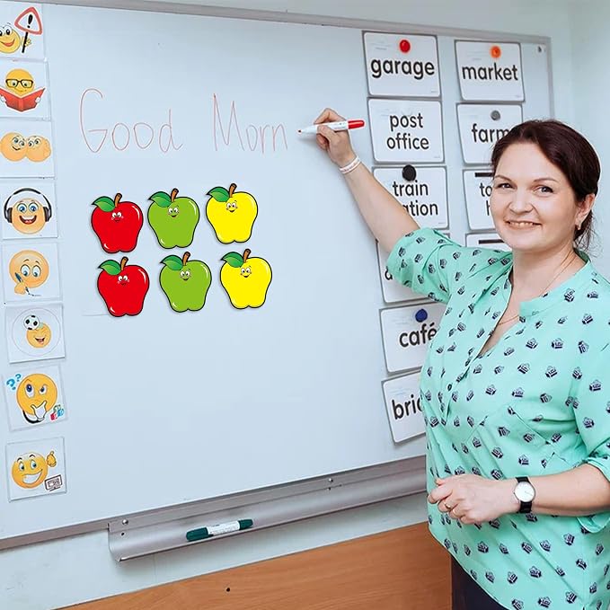 Vuzvuv 48Pcs Apple Shape Paper Cutouts with 100Pcs Glue Points,Apple Cut Outs Bulletin Board Decorations for Birthday Party Theme Decor Supplies