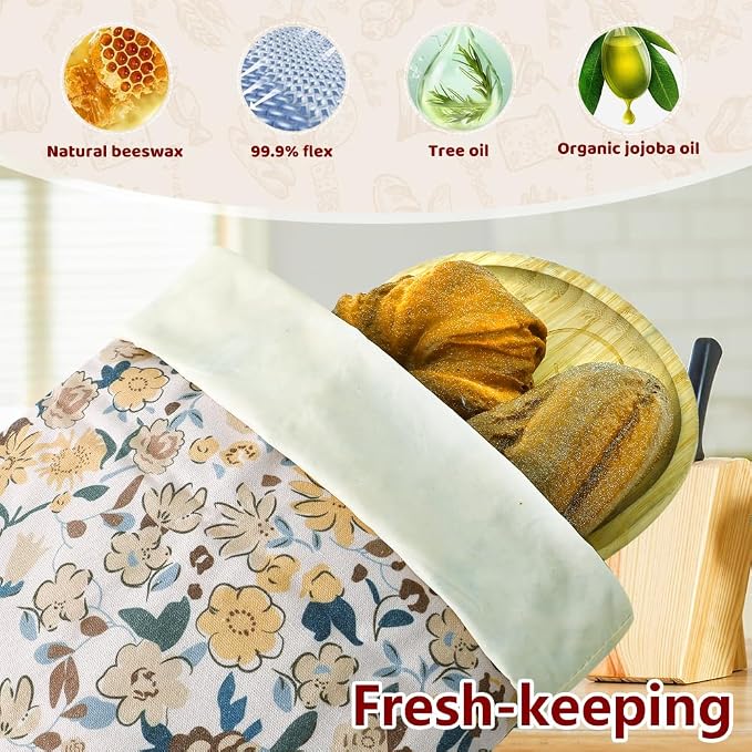 Beeswax Bread Bags for Homemade bread,2 Pack Sourdough Bread Bags,Reusable Bread Bourdough Storage