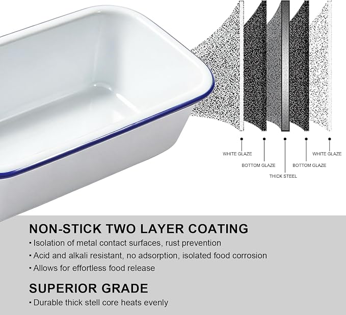 Webake Enamel Loaf Pan 8.5 x 4.5 in Banana Bread Loaf Pan for Baking, Even Heat Distribution, Nonstick Enamelware Meatloaf Pan