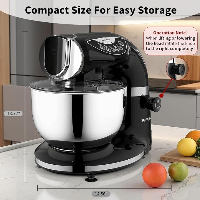 Stand Mixer, 8.5QT+ 6QT Two Stainless Steel Bowls Electric Food Mixer, 7 in 1 Multifunctional Kitchen Mixer with Dough Hook, Whisk, Beater, Meat Grinder,Pasta & Cookie Maker-Black
