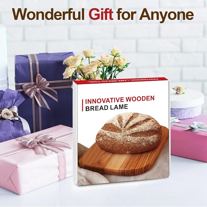Magnetic Wooden Bread Lame,Hand Crafted Sourdough Scoring Tool with 5 Razor Blades,Bread Scorer Dough Scoring Knife for Bread Baking