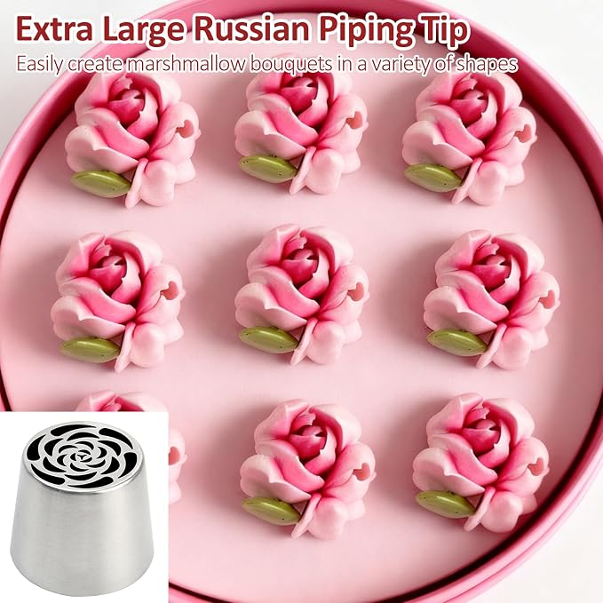 Extra Large Russian Piping Tips for Marshmallows Stainless Steel Flower Frosting Nozzles many styles Cake Decorating Baking tool for Buttercream, Cupcakes Cookies(SL35)
