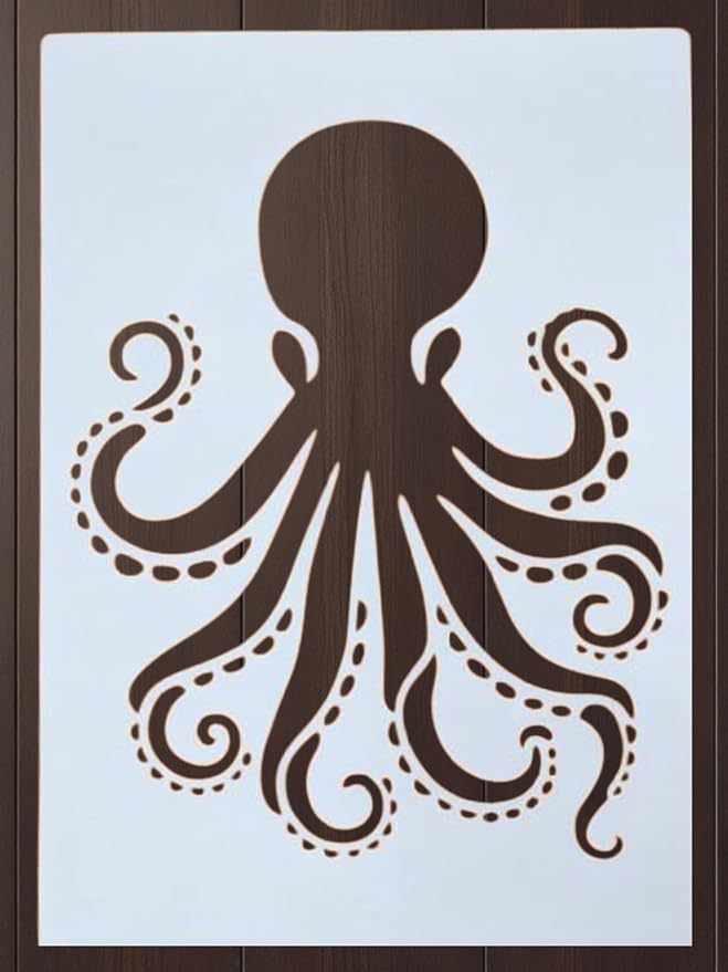 Octopus Stencil Template – Ocean Sea Life Painting Drawing Craft Art Stencil for Walls Wood Fabric Paper DIY Projects