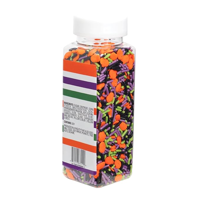 Pumpkins & Green, Purple and Black Sprinkles Mix 4.4 oz, Halloween Sprinkles For Cake Decorating, Baking, Ice Cream & More, The Hampton Candy Company