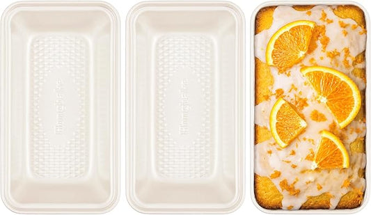 HONGBAKE 3 Pack Nonstick Mini Loaf Pans, 6 x 3.3 x 2 Inch Small Bread Pans for Homemade Bread, Tiny Banana Baking Tins with Diamond Texture, Non-toxic Mini Meatloaf Pans Set, Creamy