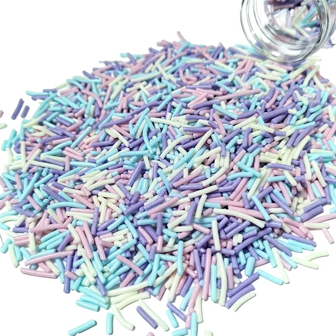 Senchanting Mermaid Pastel Jimmies Sprinkles for Cake Decorating, Edible Blue White Pink Purple Jimmy Sprinkle Mix, Themed Birthday Ocean Jimmy Sprinkles Toppers for Decorating Baking Cupcakes Cake Cookies Ice Creams Donuts Candy