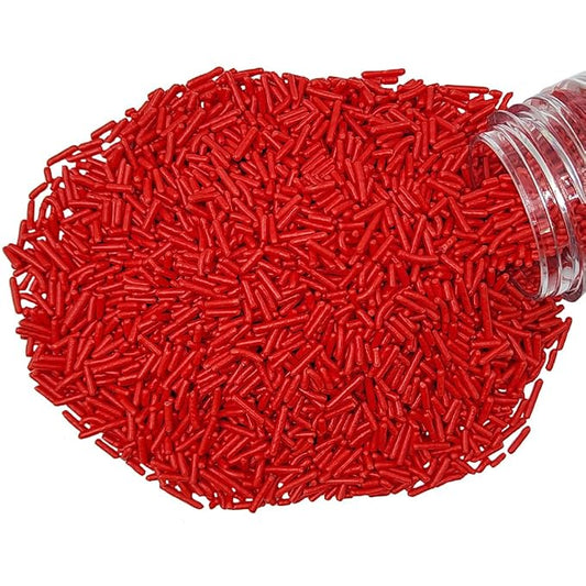 Homankit Red Jimmies Sprinkles Edible Sprinkle Candy Soft Jimmies Toppings for Ice Cream, Cupcake, Cake, Cookie, Dessert Decorating 2.75 Ounces