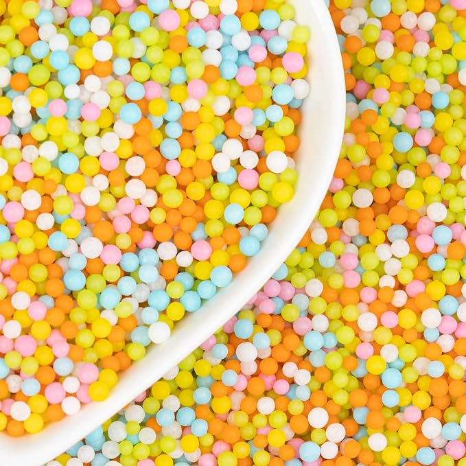 Twisweet Pastel Nonpareils 4.6oz, Edible Mini Pearl Sprinkles for Cake Decorating, Rainbow Sugar Sprinkles Mix, Cupcake Toppers for Birthday, Baby Shower, Cookies, Ice Cream & Party Desserts
