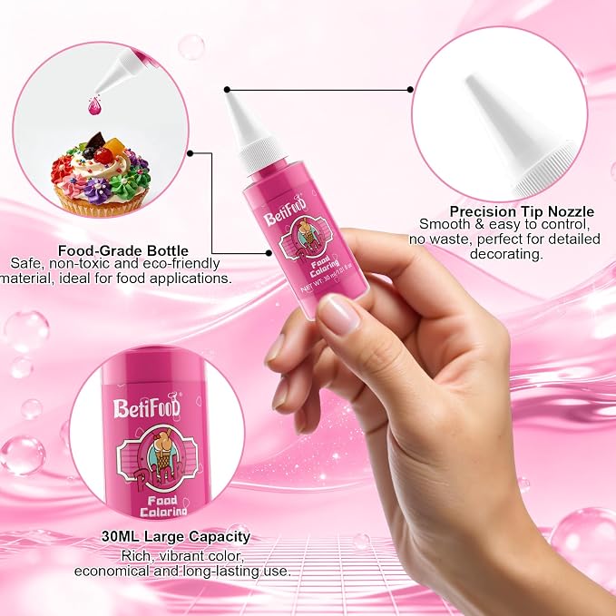 Food Coloring Liquid Set - 4 Colors High Saturation Food Dye, Tasteless Food Color for Cake Decorating, Baking, Easter Egg, Icing - 1.01 Fl. Oz/Bottles