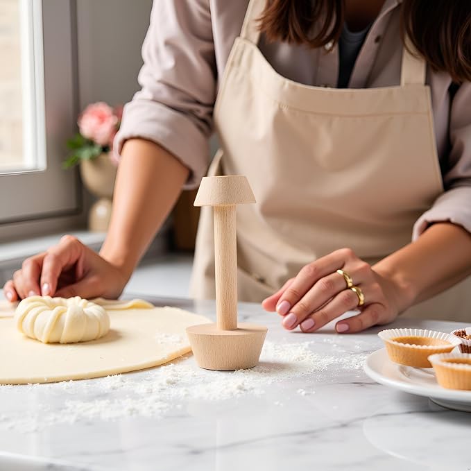 Tart Tamper Pastry Tamper Double Side Wooden Egg Tart Tamper Mold DIY Cake Pastry Pusher for Kitchen Party Baking Tools, Pie, Tart and Quiche Pans