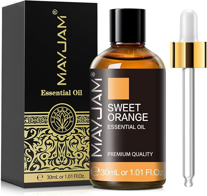 MAYJAM Sweet Orange Essential Oil for Diffuser Soap Making, 1.01fl.oz | Long Lasting Scents, Orange Essential Oil for Skin, Citrus Essential Oils for Candle Making