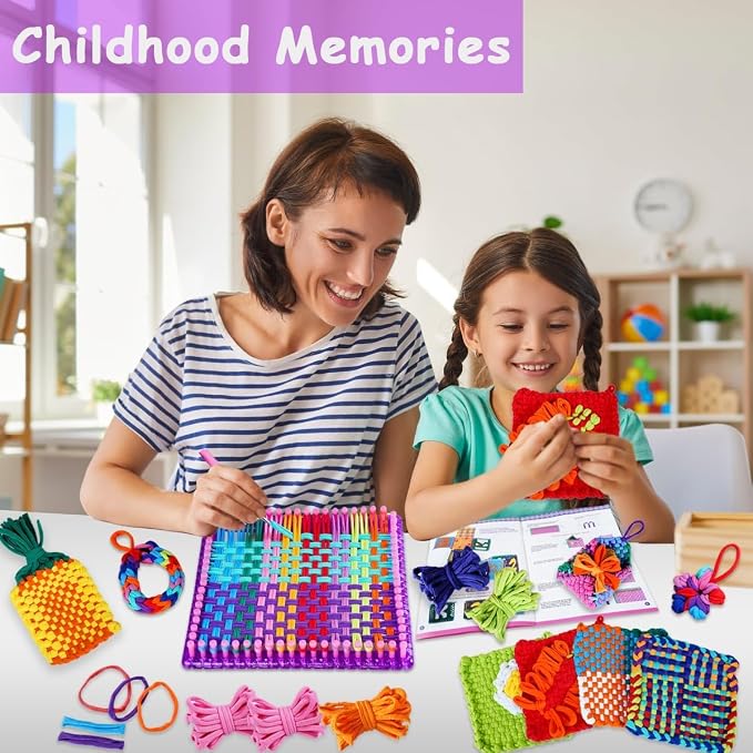 Disracker Weaving Loom Kit for Potholder Making - DIY Arts and Crafts for Kids and Adults, Includes 288 Loops & Step-by-Step Instructions, Ideal Gifts for Girls Ages 5 6 7 8-12 13