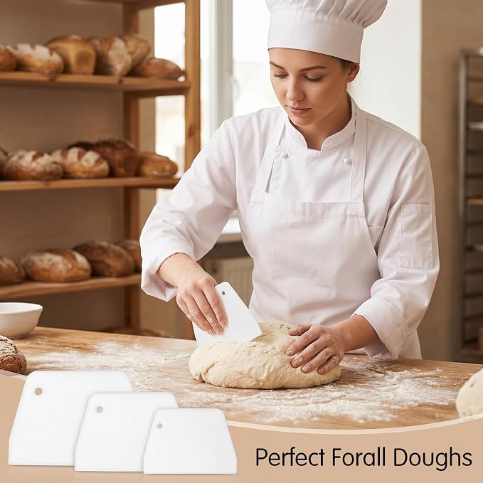 6Pcs Flexible Cake Scrapers and Smoother 3 Sizes Dough Cutter Bowl Scrapers | Plastic Dough Scraper, Flexible Bench Scraper Practical Multipurpose Food Scrappers for Bread Doughs Cake Fondant Icing