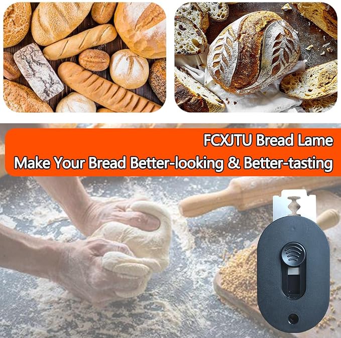 Extractable & Magnetic Bread Lame Dough Scoring Tool, Bread Scoring Knife, Professional Sourdough Scoring Tool for Bread Bakers, Bread Making Tools with 5 Razor Blades (Black)