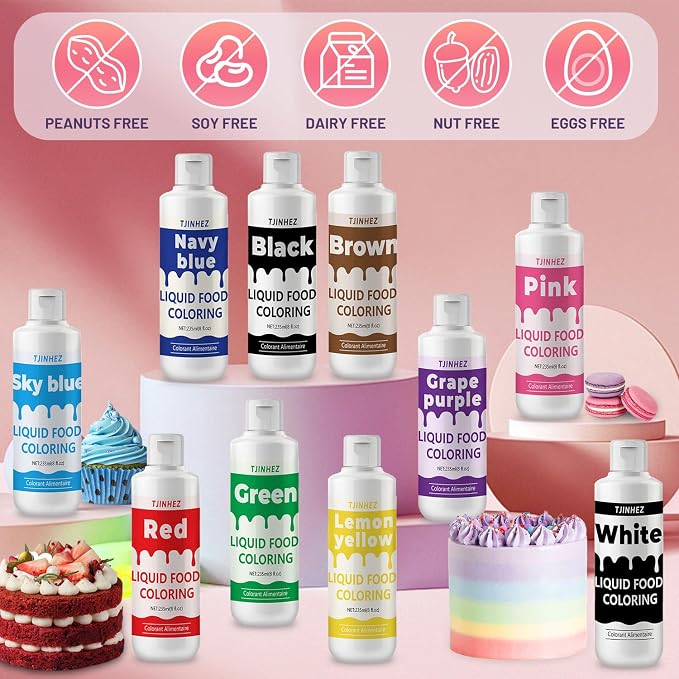 Food Coloring Liquid - Vibrant Concentrated Edible Food Dye for Baking, Cake Decorating & Icing - Tasteless Food Dye for Fondant, Easter Eggs, Macarons, Slime Coloring & DIY Crafts (Grape Purple, 8 Fl.oz)