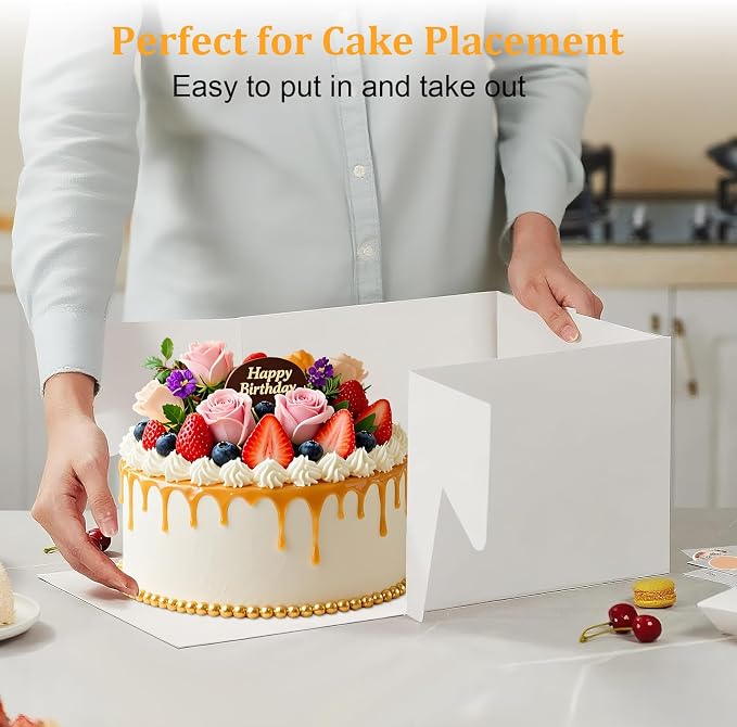 Essenya 15 PCS Cake Boxes 8 Inch, 8x8x5 Inch Cake Box, 8 Inch Cake Box with Window, White Bakery Boxes, Large Baking Boxes, Cajas Para Pasteles, 8x8 Cake Boxes for Birthday, Wedding, Party, Business