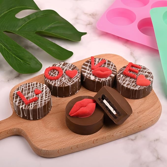 Actvty Chocolate Cover Cookie Silicone Molds, New Size 12-Cavity Round Silicone Molds for Chocolate Cover, Cylinder Baking Mold for Candy Mini Cakes Jelly Baking（2 Pack）
